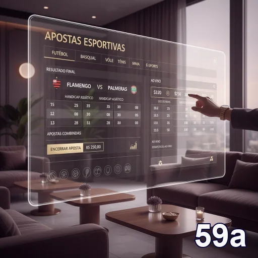 Interface de apostas esportivas no site 59a com jogos destacados.