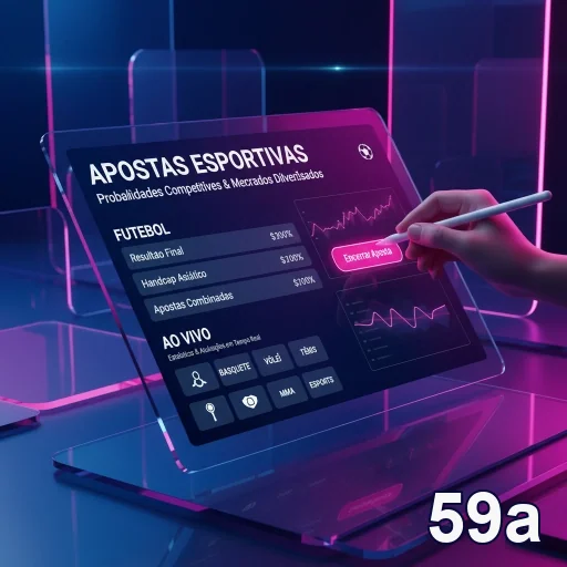 Apostas esportivas na tela do aplicativo da 59a.