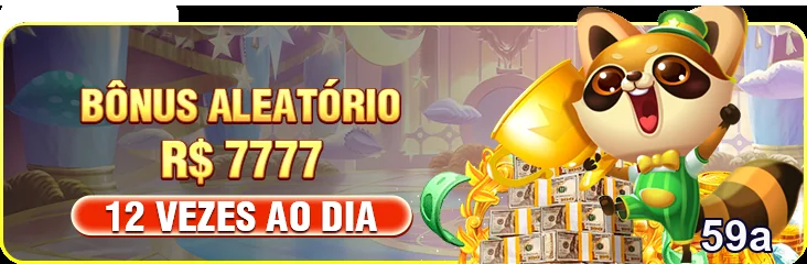 Imagem promocional do site 59a com bônus aleatório até R$ 7777.