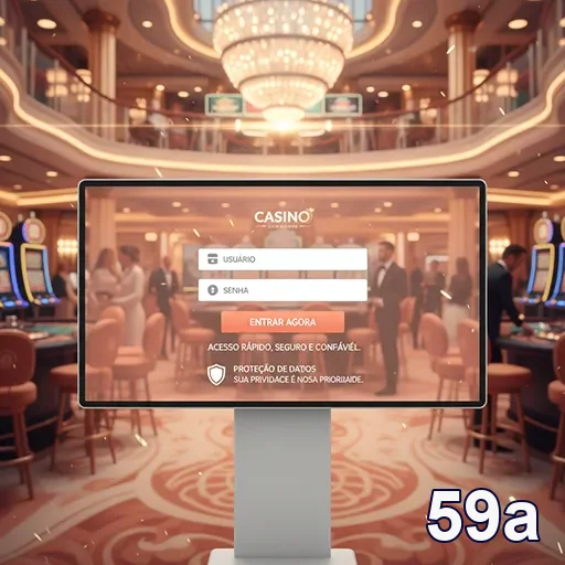 Tela de login do 59a com foco em cassino e segurança.