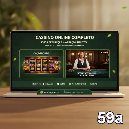 Tela do aplicativo 59a mostrando caça-níqueis e jogos ao vivo.