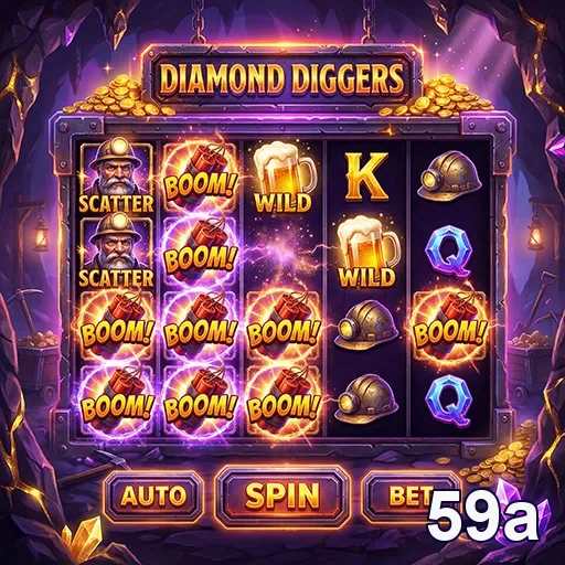 Tela do jogo Diamond Diggers da 59a com resultados de giro.