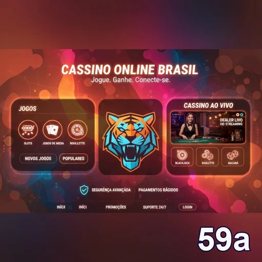 Interface do aplicativo 59a com opções de jogos e cassino ao vivo.
