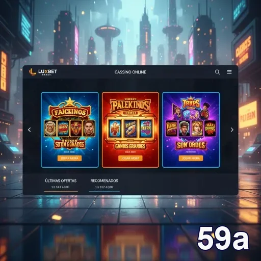Interface de jogos online da 59a com slots populares.