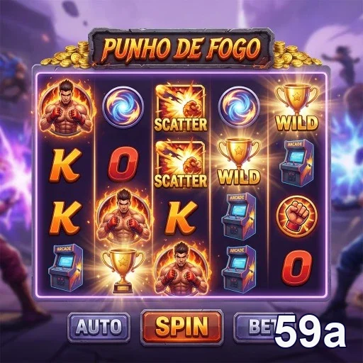 Interface do jogo 'Punho de Fogo' na plataforma 59a.